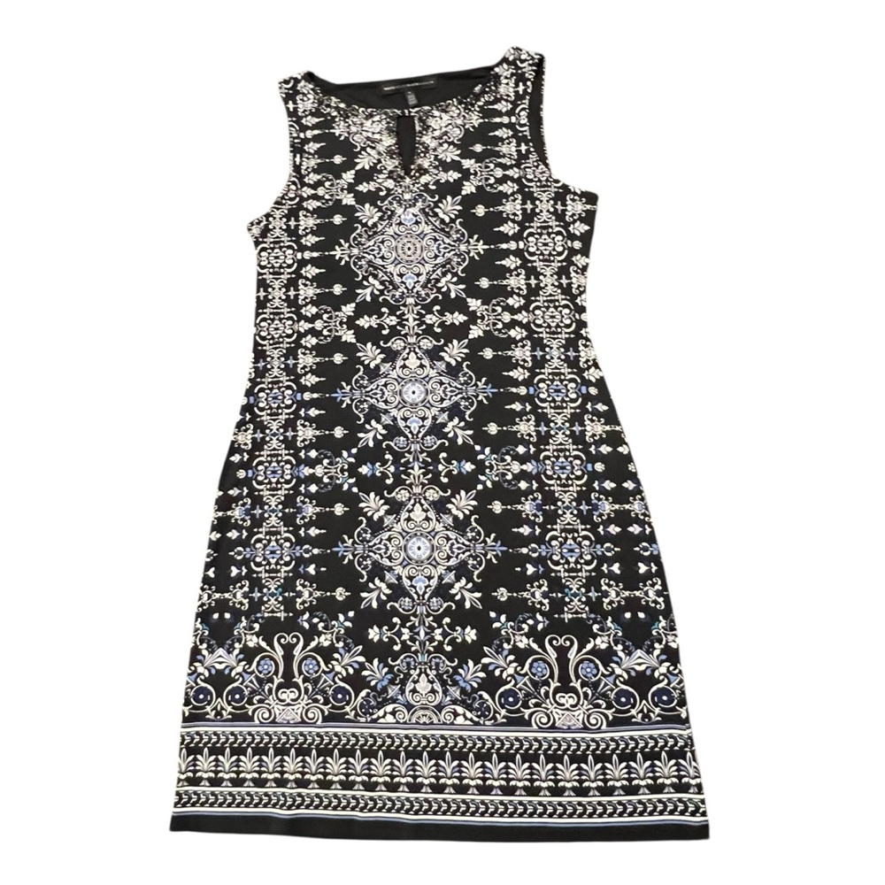 White House Black Market $120 Sz Small Black Blue Multi‎ Stones Poly Blend Dress